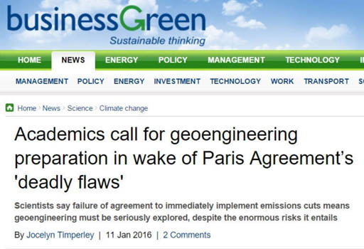 Geoengineering Necessary to Meet COP21 Goals