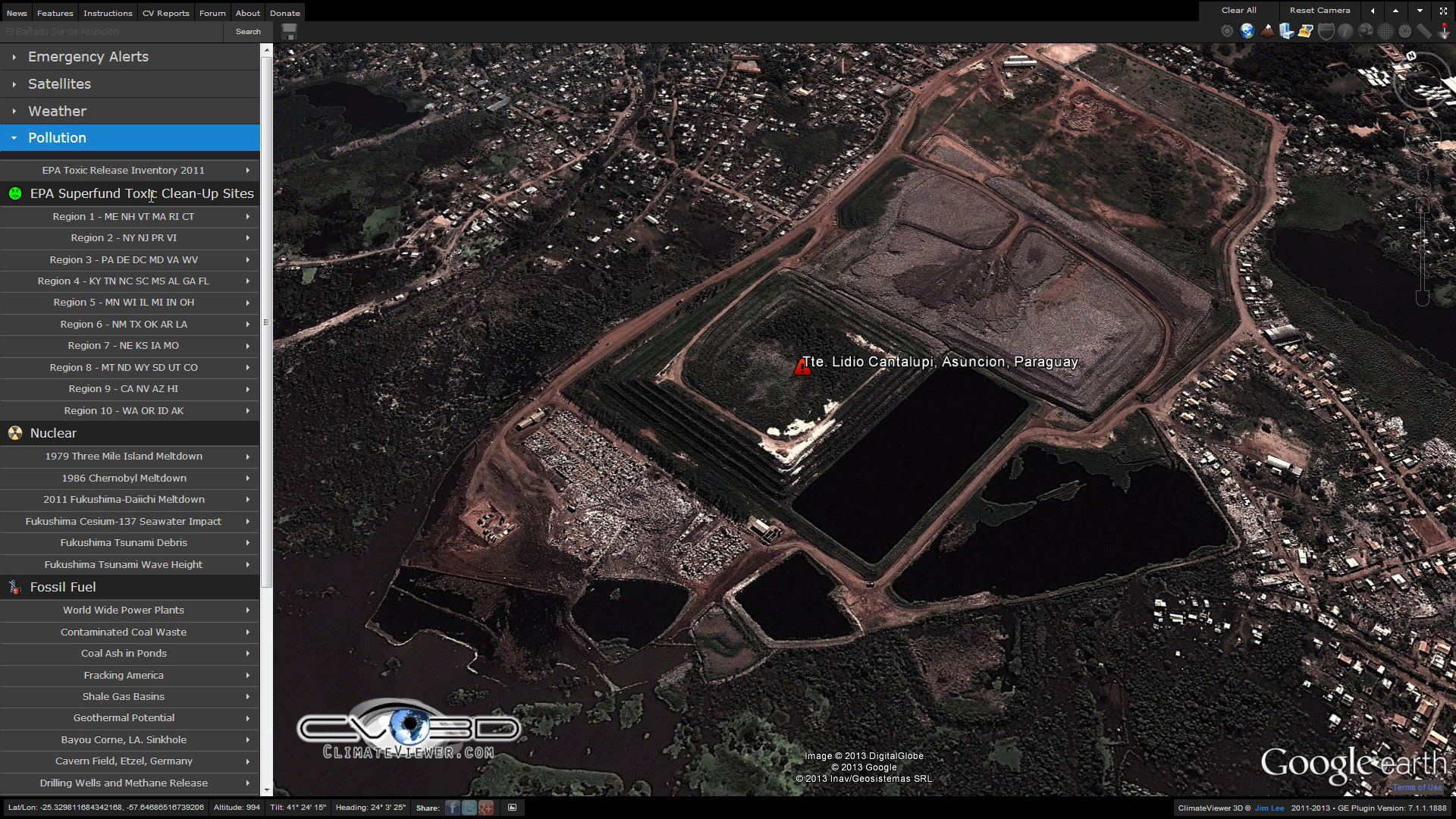 El Bañado Sur de Asunción on ClimateViewer 3D