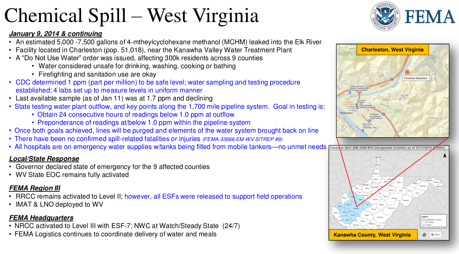 FEMA Daily Operations Breif December 12, 2014 - Chemical Spill Charleston West Virginia 01