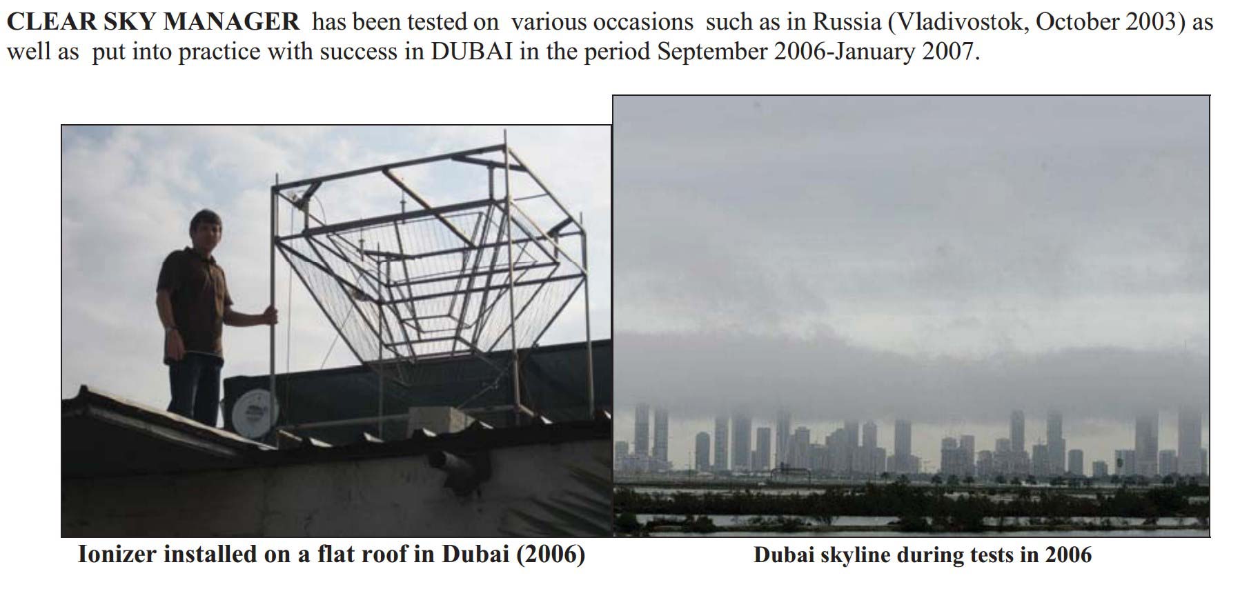 AST Clear Sky Manager installert på et flatt tak i Dubai i 2006