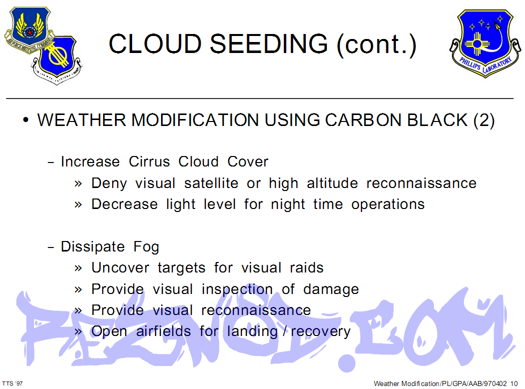 USAF Phillips Lab carbon black cloud seeding