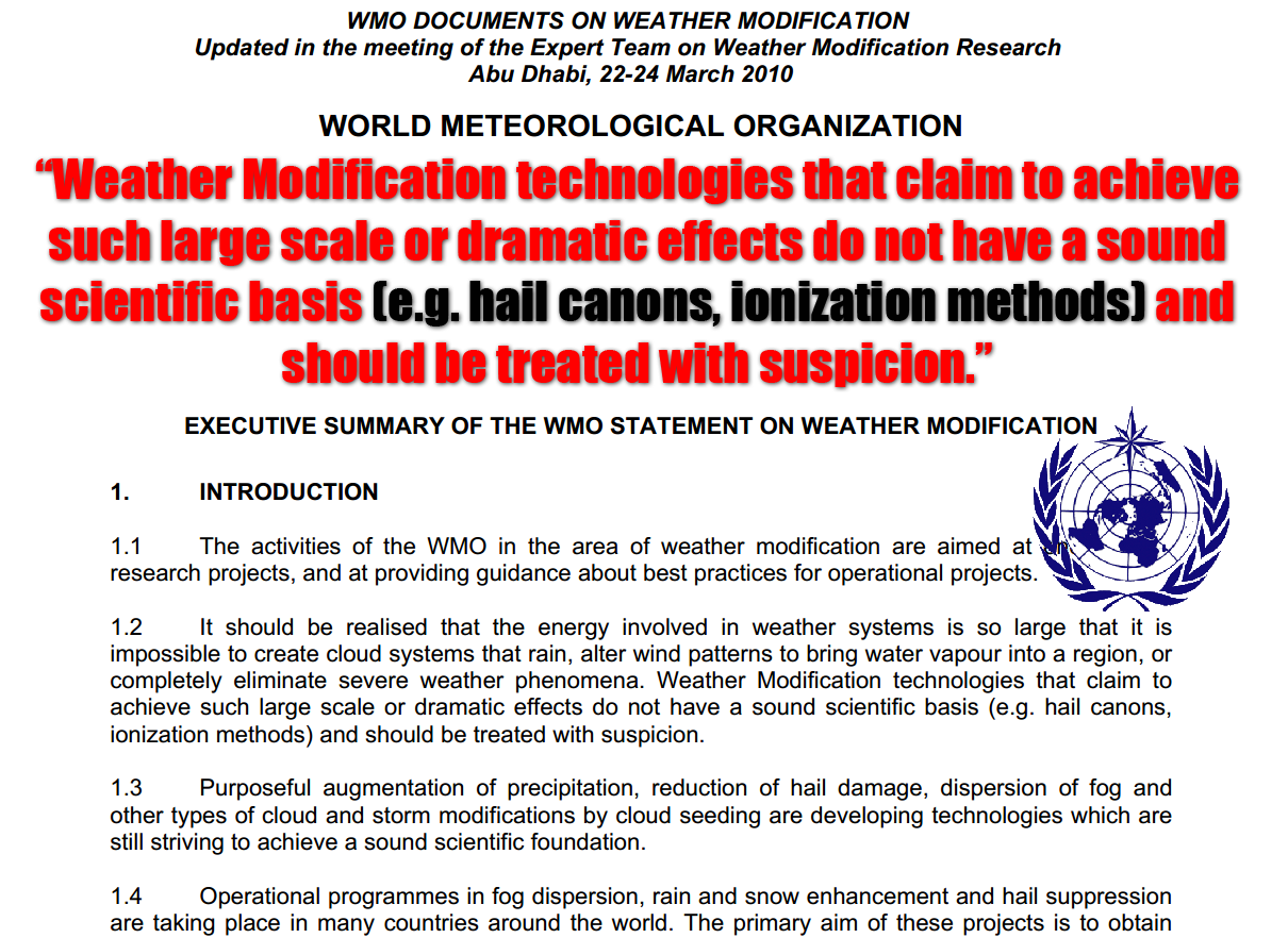 WMO-uttalelse - Storskala værendring bør behandles med mistanke - som Geoengineering SRM av Jim rezn8d Lee