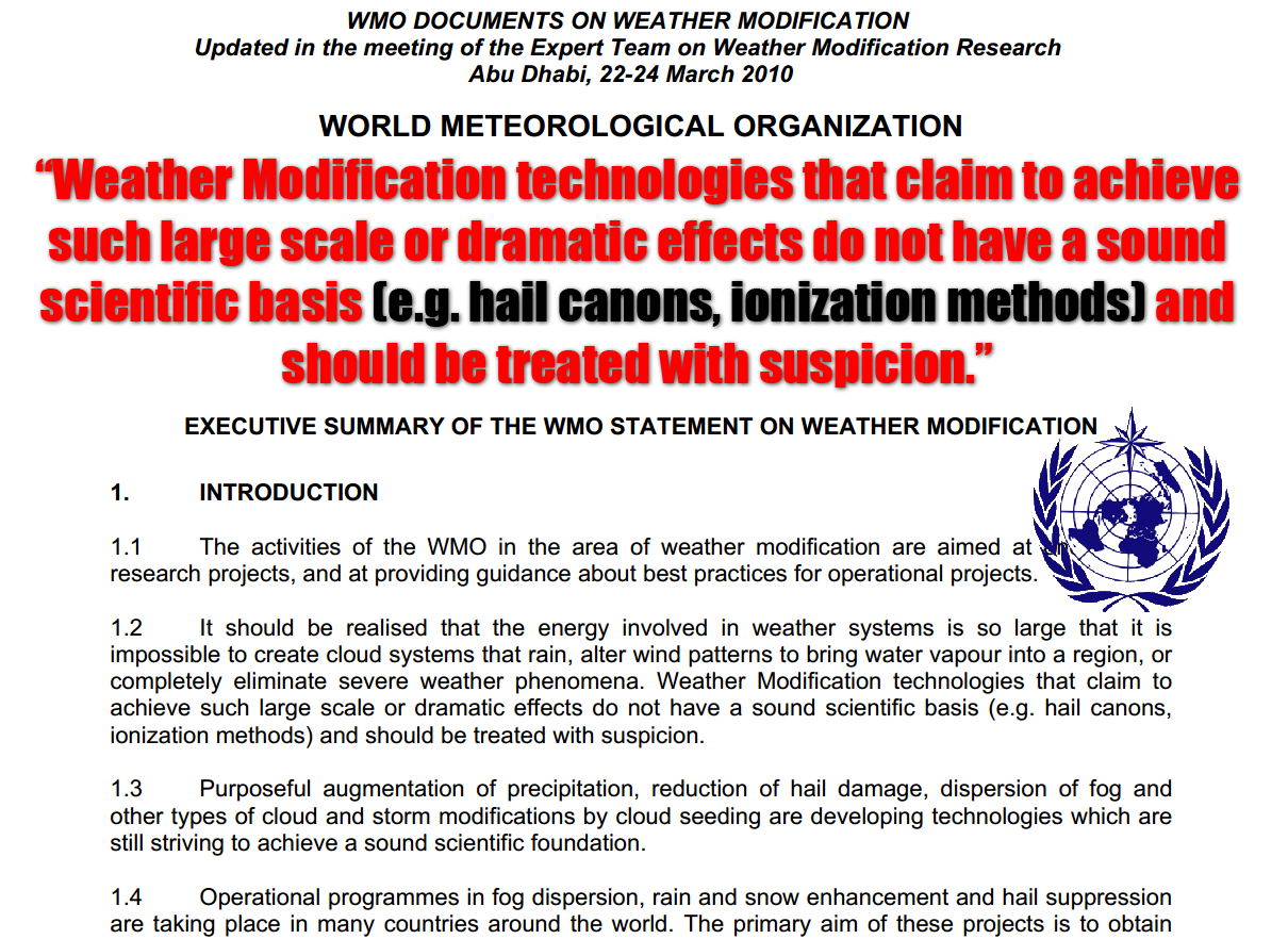 WMO-uttalelse - Storskala værmodifisering bør behandles med mistanke - som Geoengineering SRM av Jim rezn8d Lee