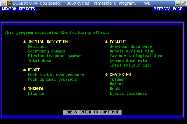 DOS Weapons Effects Programs from the Defense Nuclear Agency (DNA) 03