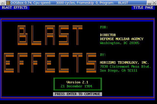DOS Weapons Effects Programs from the Defense Nuclear Agency (DNA) 05