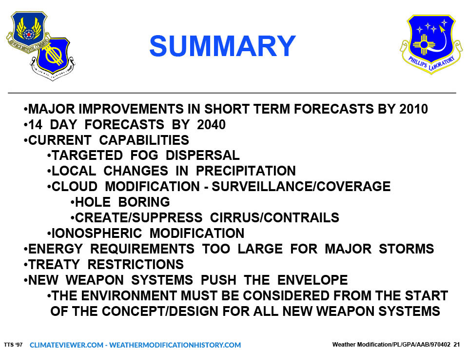 US Army Weather Modification Test Technology Symposium 1997 Lysbilde 21