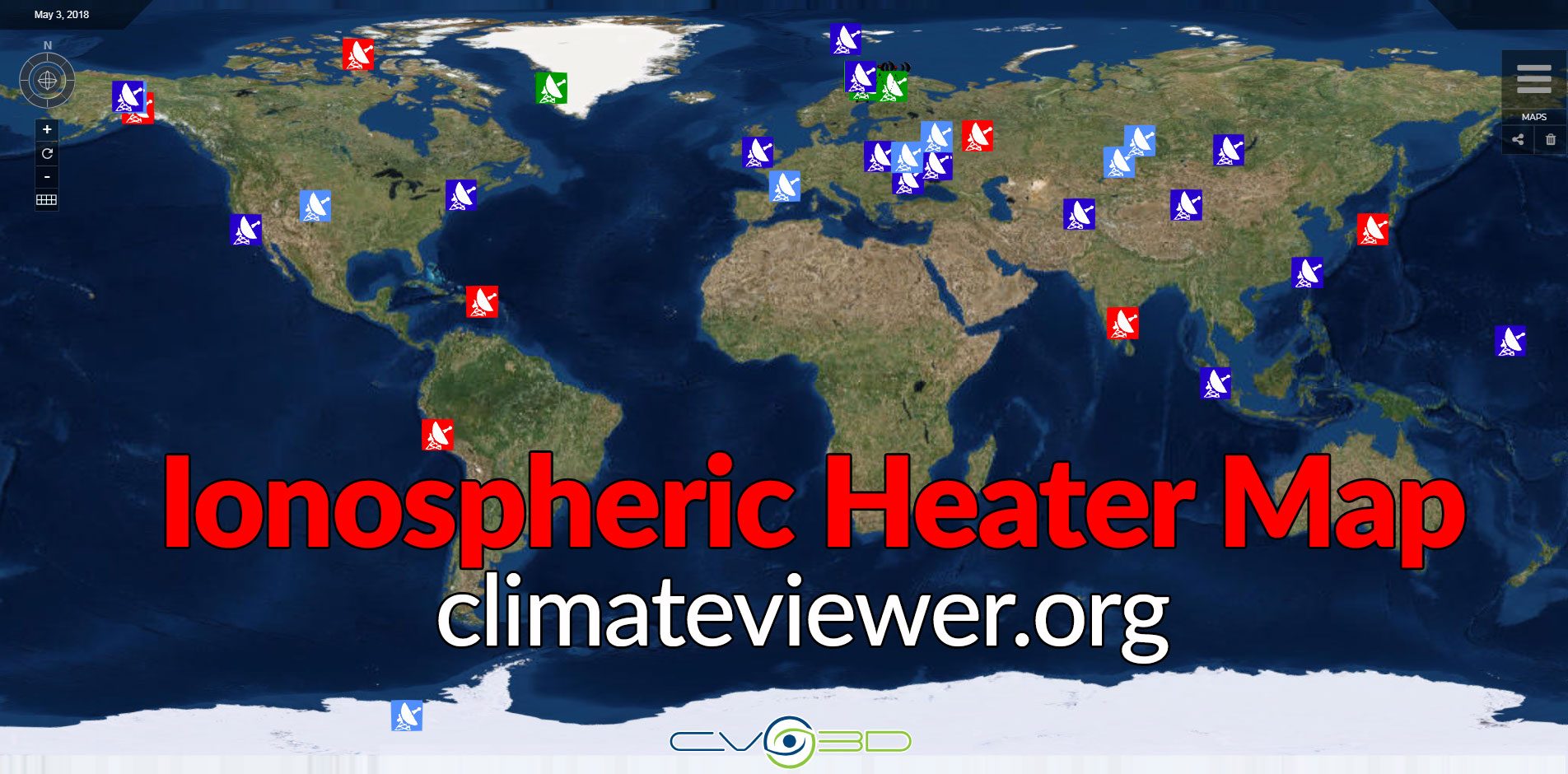 haarp ionosfærisk varmeapparat kart klimaviewer 3D