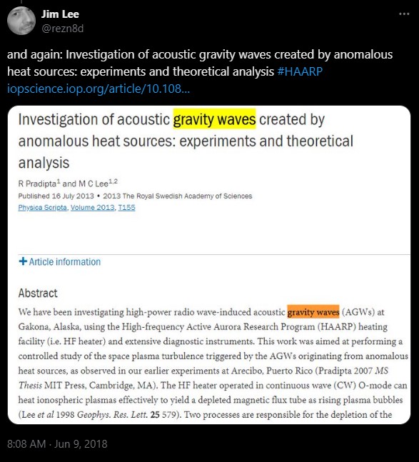 and again: Investigation of acoustic gravity waves created by anomalous heat sources: experiments and theoretical analysis #HAARP